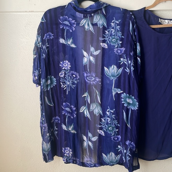 Vintage Erena Woman matching two piece sheer rayon tank & button down - Picture 7 of 7